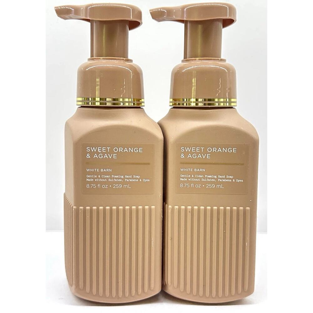 2x Bath & Body Works White Barn SWEET ORANGE & AGAVE Foaming Hand Soap NEW